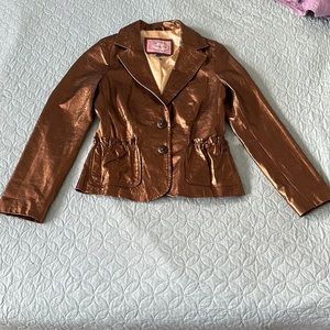 Bronze colored 100% leather Jacket Women’s size 4 (Wendy Hill )dress up or down